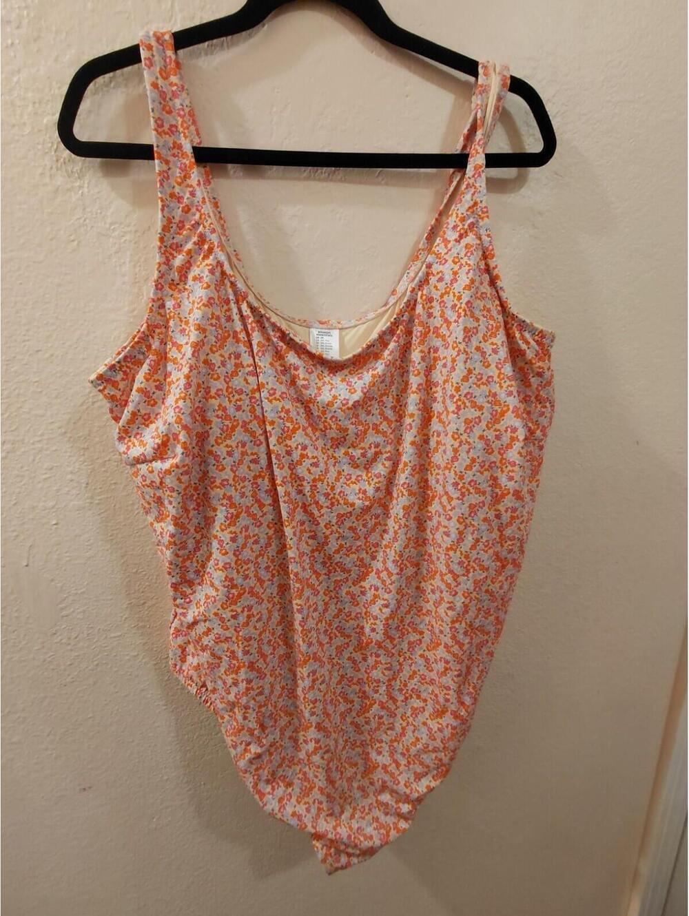 Floral plus size bathing suit shelf bra 5X
